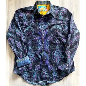 ROBERT GRAHAM Men's Multicolor Embroidered Paisley Button Up Shirt Size 2XL
